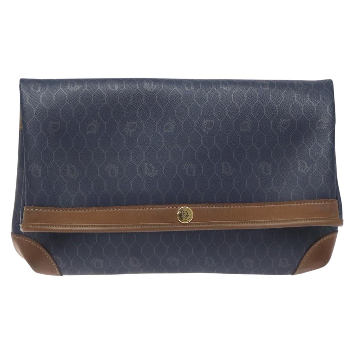 Dior Honeycomb Navy Canvas Clutch Bag (Pre-Owned)