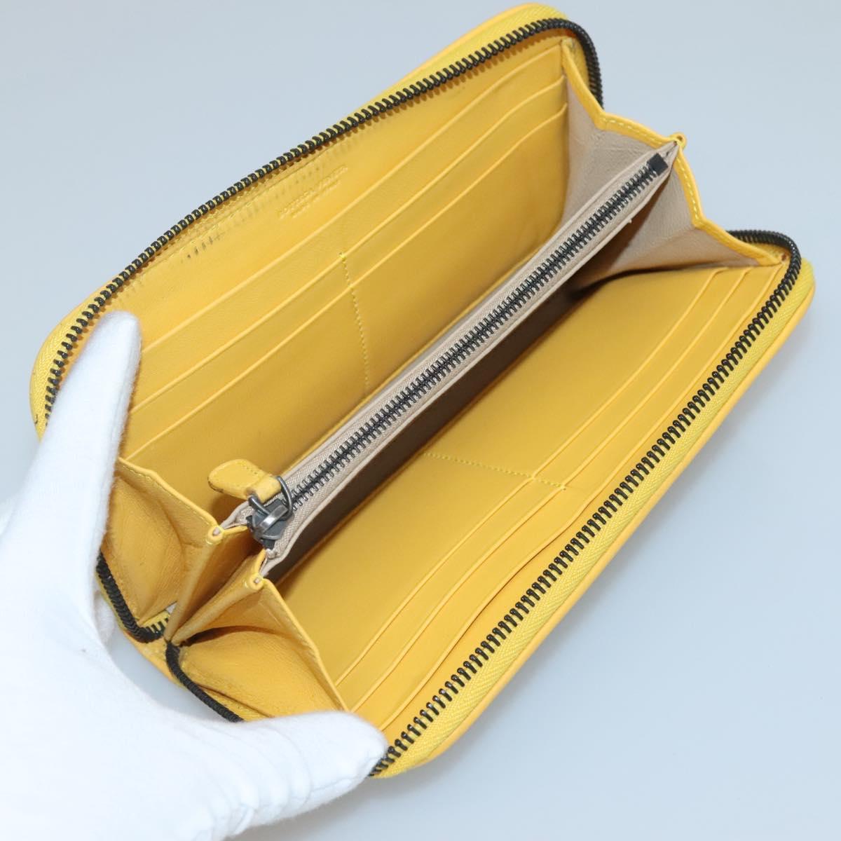 Bottega Veneta Intrecciato Yellow Leather Wallet (Pre-Owned)