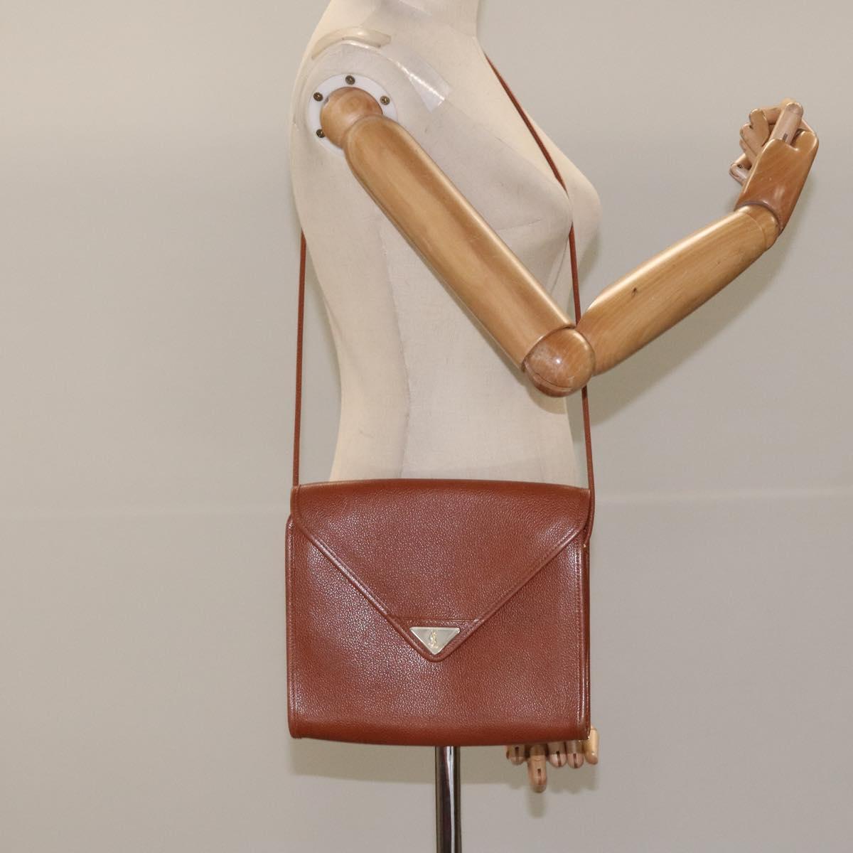 Saint Laurent Enveloppe Brown Leather Shoulder Bag (Pre-Owned)