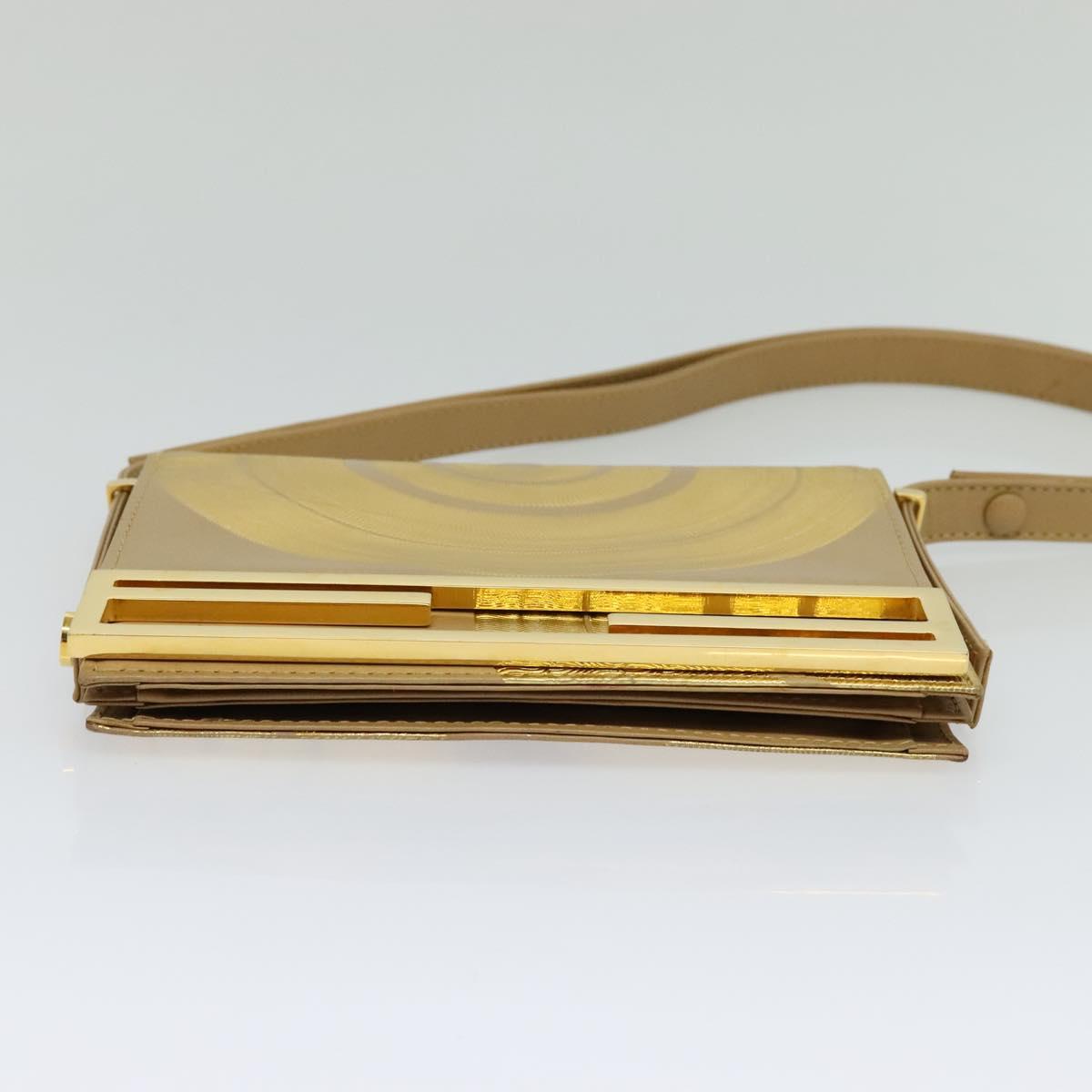 Fendi Gold Leather Shoulder Bag (Pre-Owned)