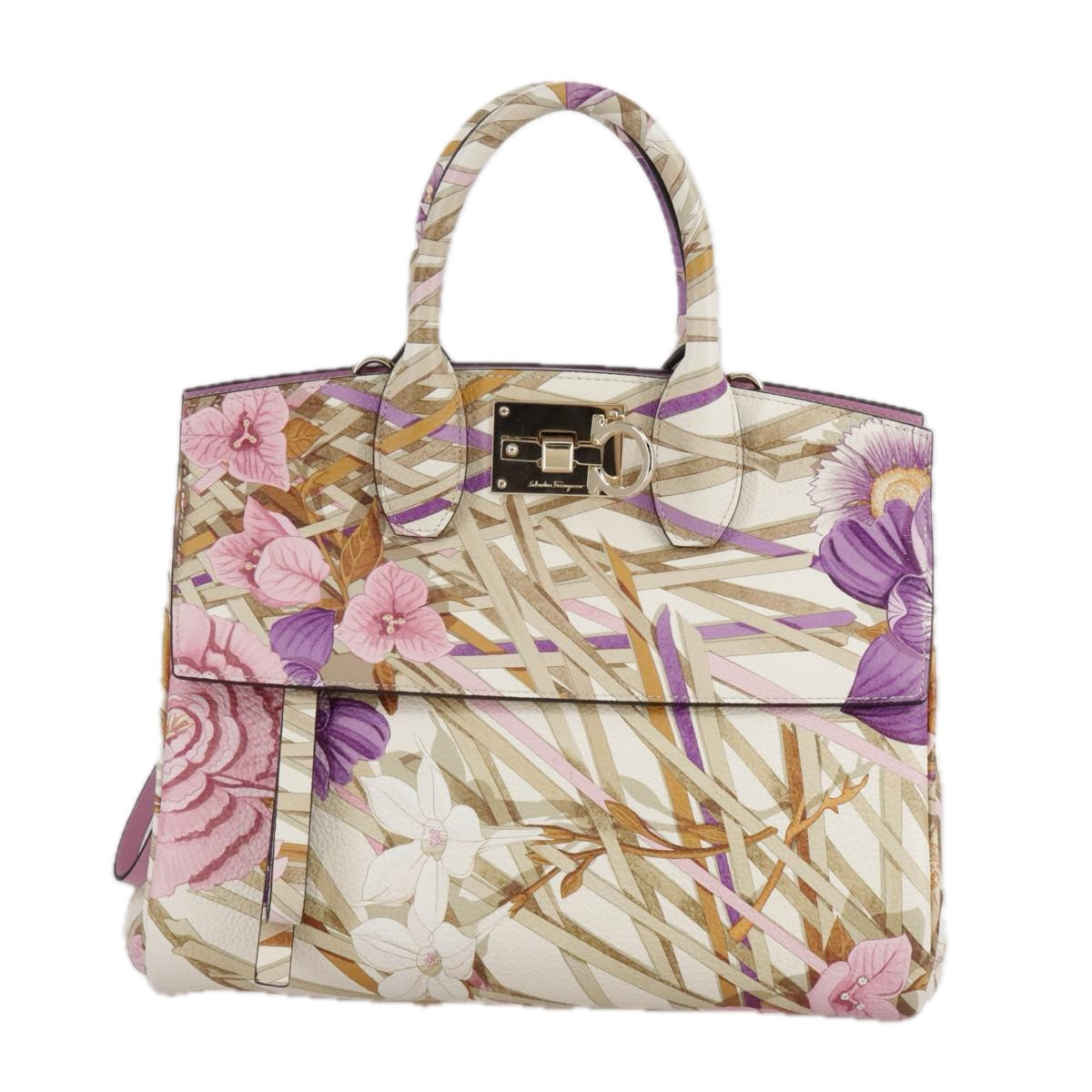 Salvatore Ferragamo Studio Beige Leather Handbag (Pre-Owned)
