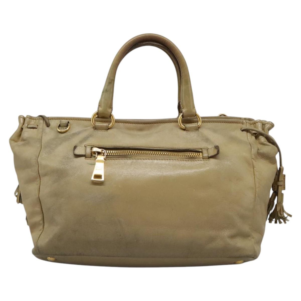 Prada Vitello Beige Leather Handbag (Pre-Owned)