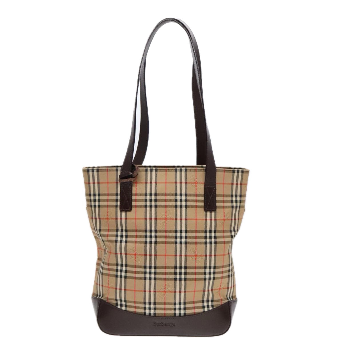 Burberry Nova Check Beige Canvas Shoulder Bag (Pre-Owned)