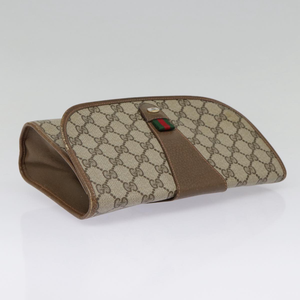 Gucci Ophidia Beige Canvas Clutch Bag (Pre-Owned)