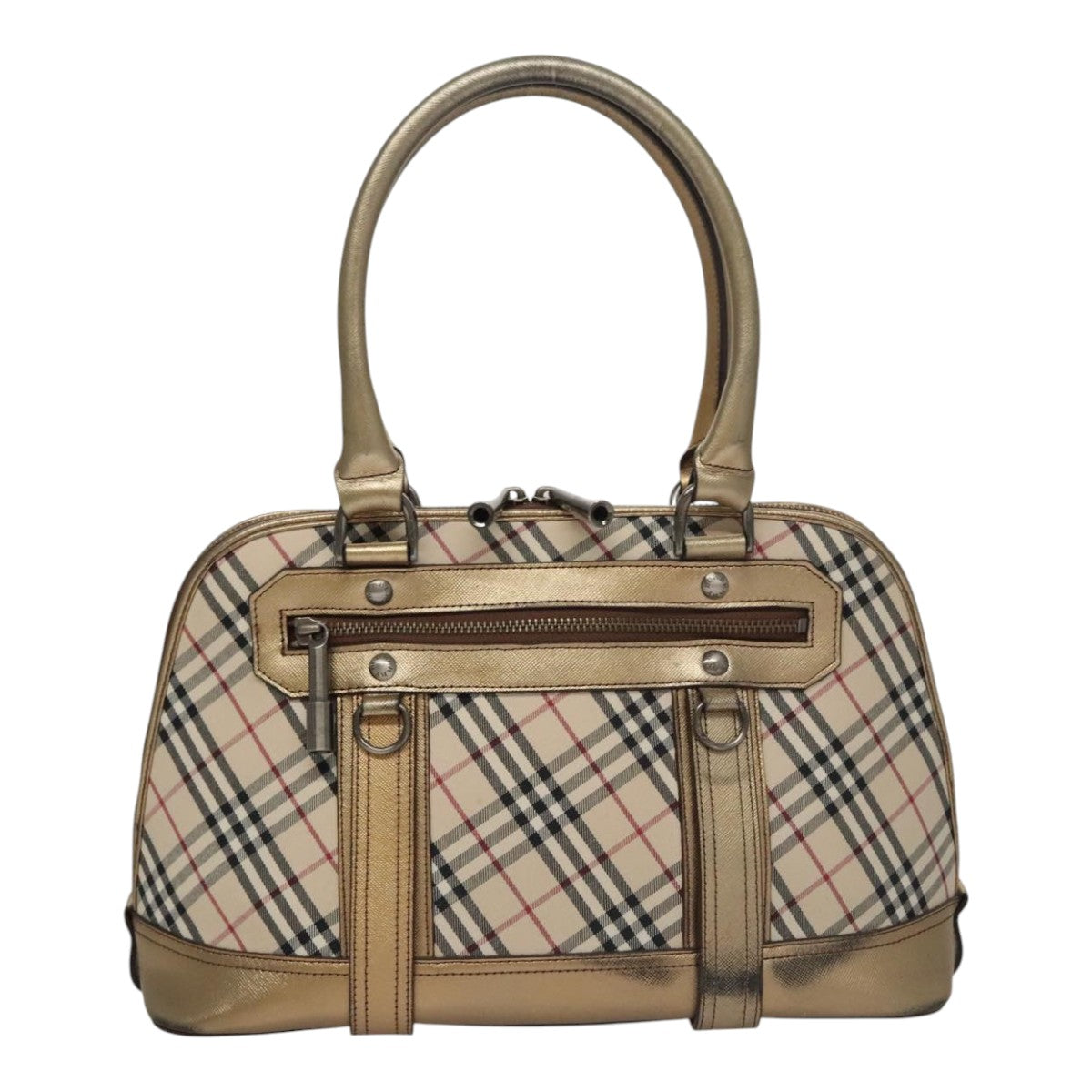 Burberry Nova Check Beige Canvas Handbag (Pre-Owned)