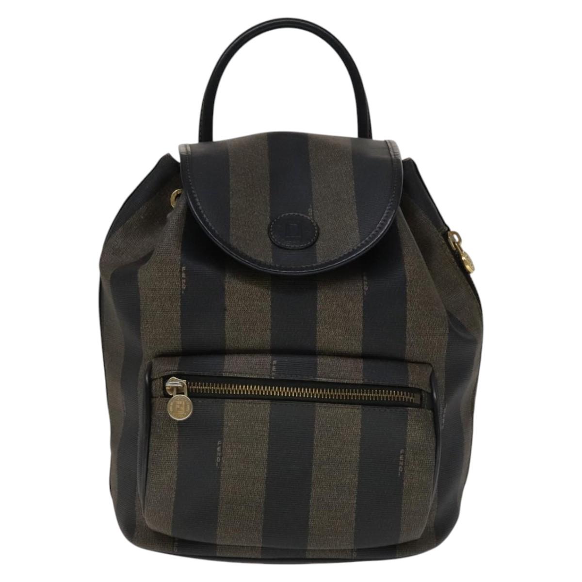 Fendi Pequin Brown Canvas Backpack Bag (Pre-Owned)