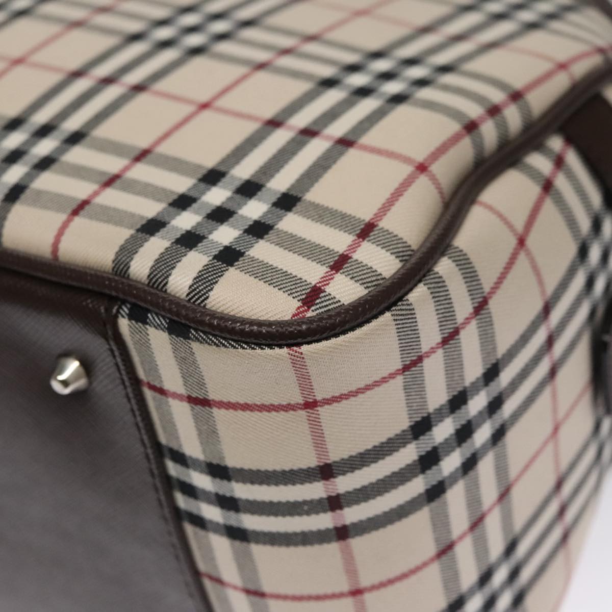 Burberry Nova Check Beige Canvas Handbag (Pre-Owned)