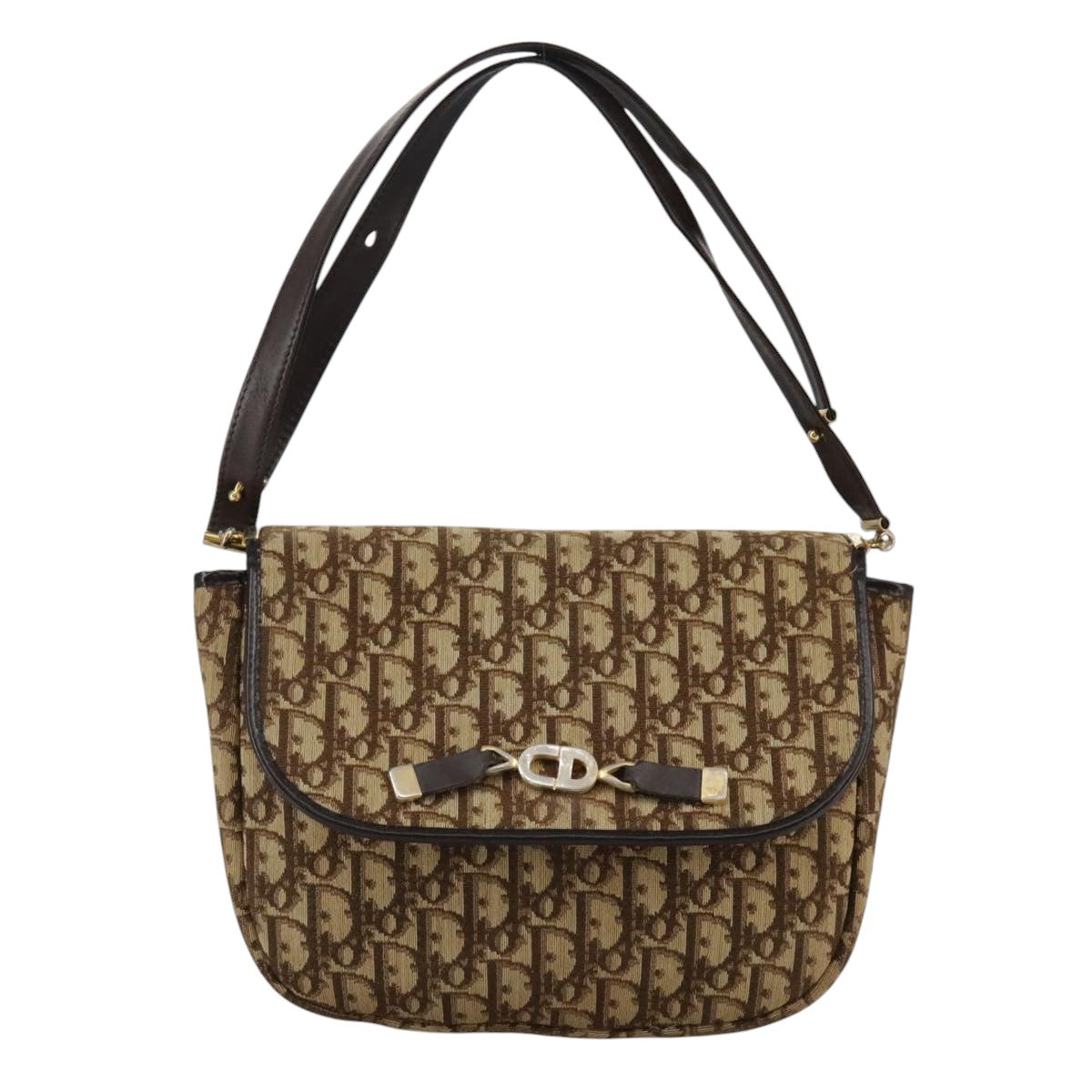 Dior Trotter Brown Canvas Shoulder Bag (Pre-Owned)