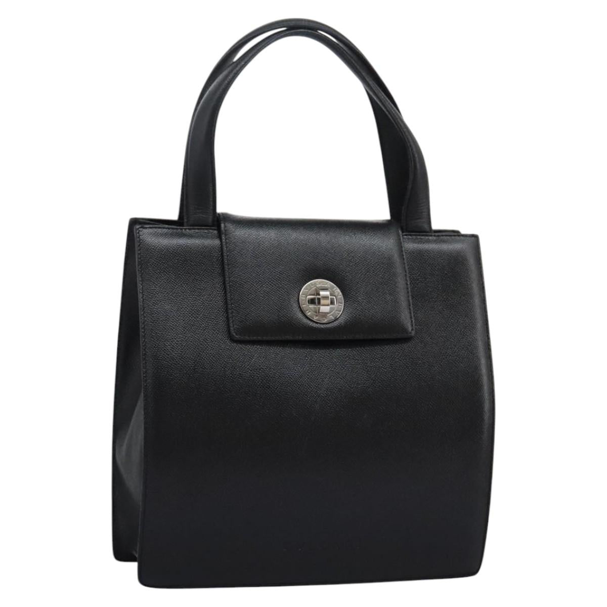 Bulgari Logo Mania Black Leather Handbag (Pre-Owned)