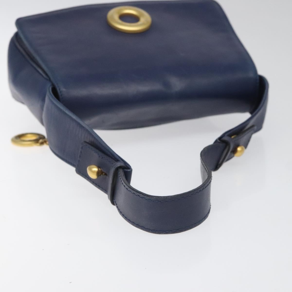 Céline Logo Du Cercle Blue Leather Shoulder Bag (Pre-Owned)