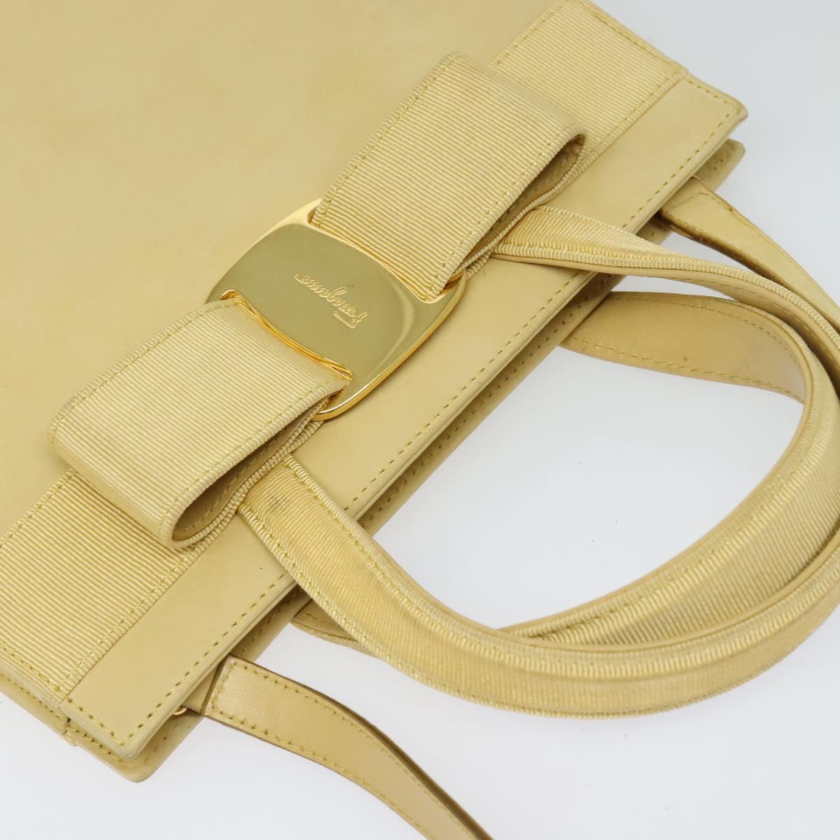 Salvatore Ferragamo Vara Beige Suede Handbag (Pre-Owned)