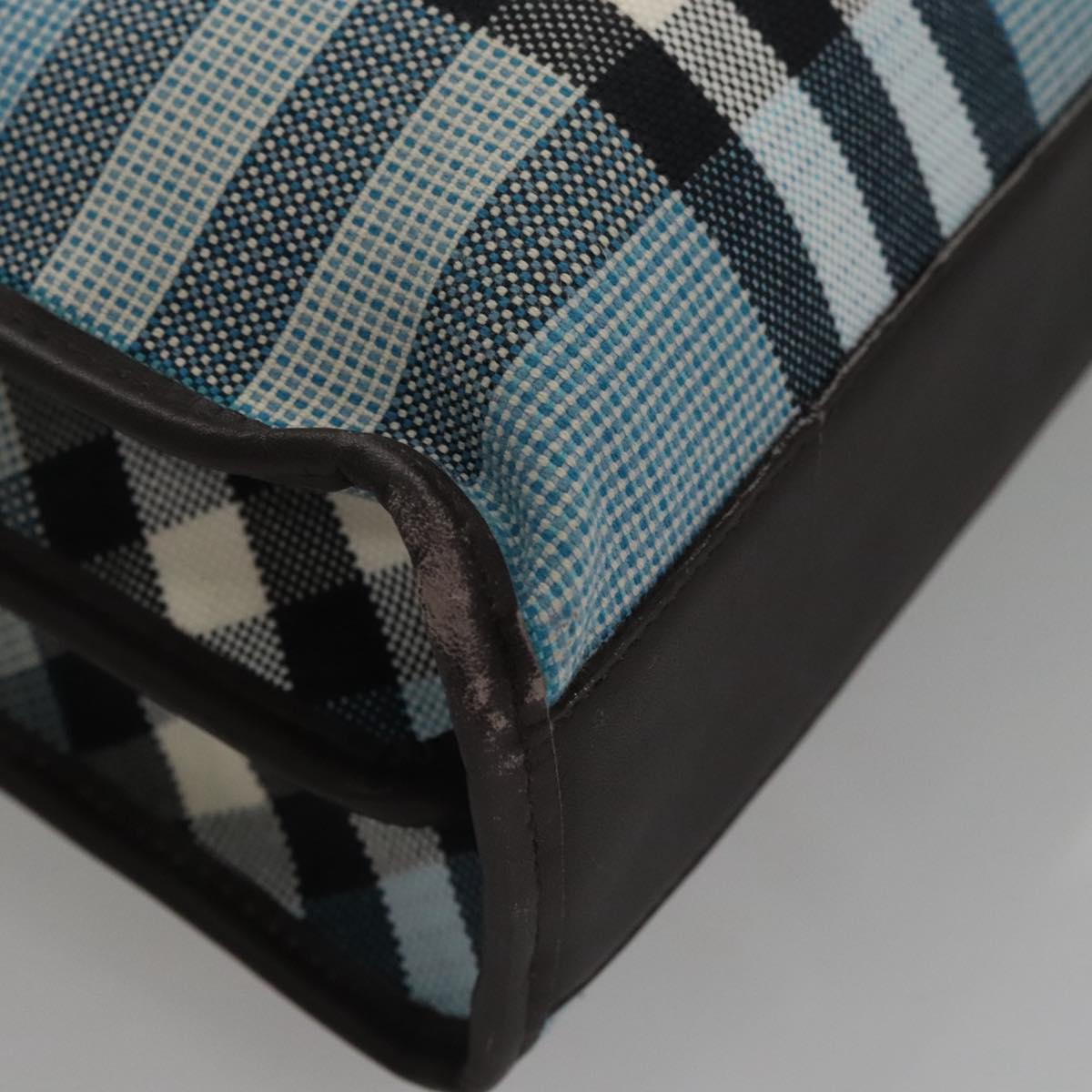 Burberry Nova Check Blue Canvas Handbag (Pre-Owned)