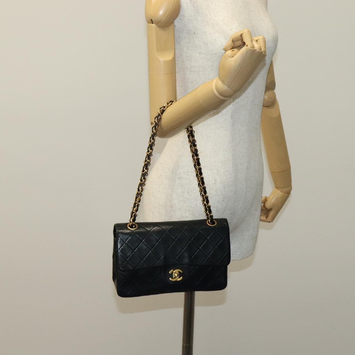 Chanel Timeless Black Leather Shoulder Bag (Pre-Owned)