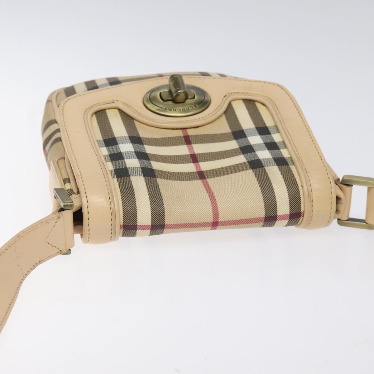 Burberry Nova Check Beige Canvas Shoulder Bag (Pre-Owned)