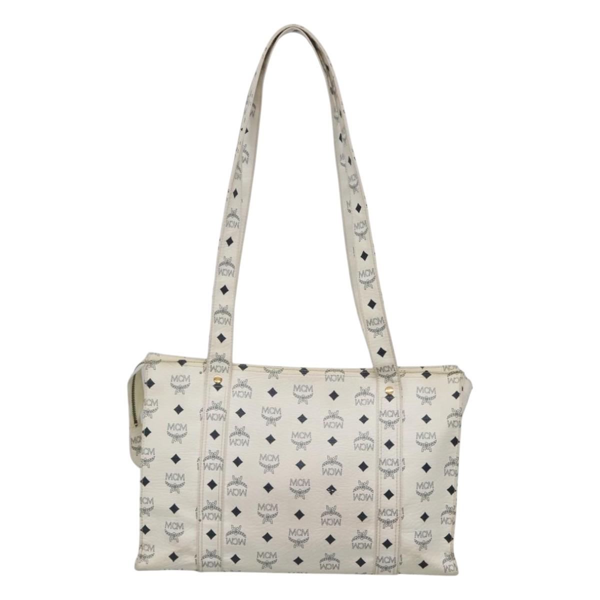 MCM Visetos White Canvas Tote Bag (Pre-Owned)