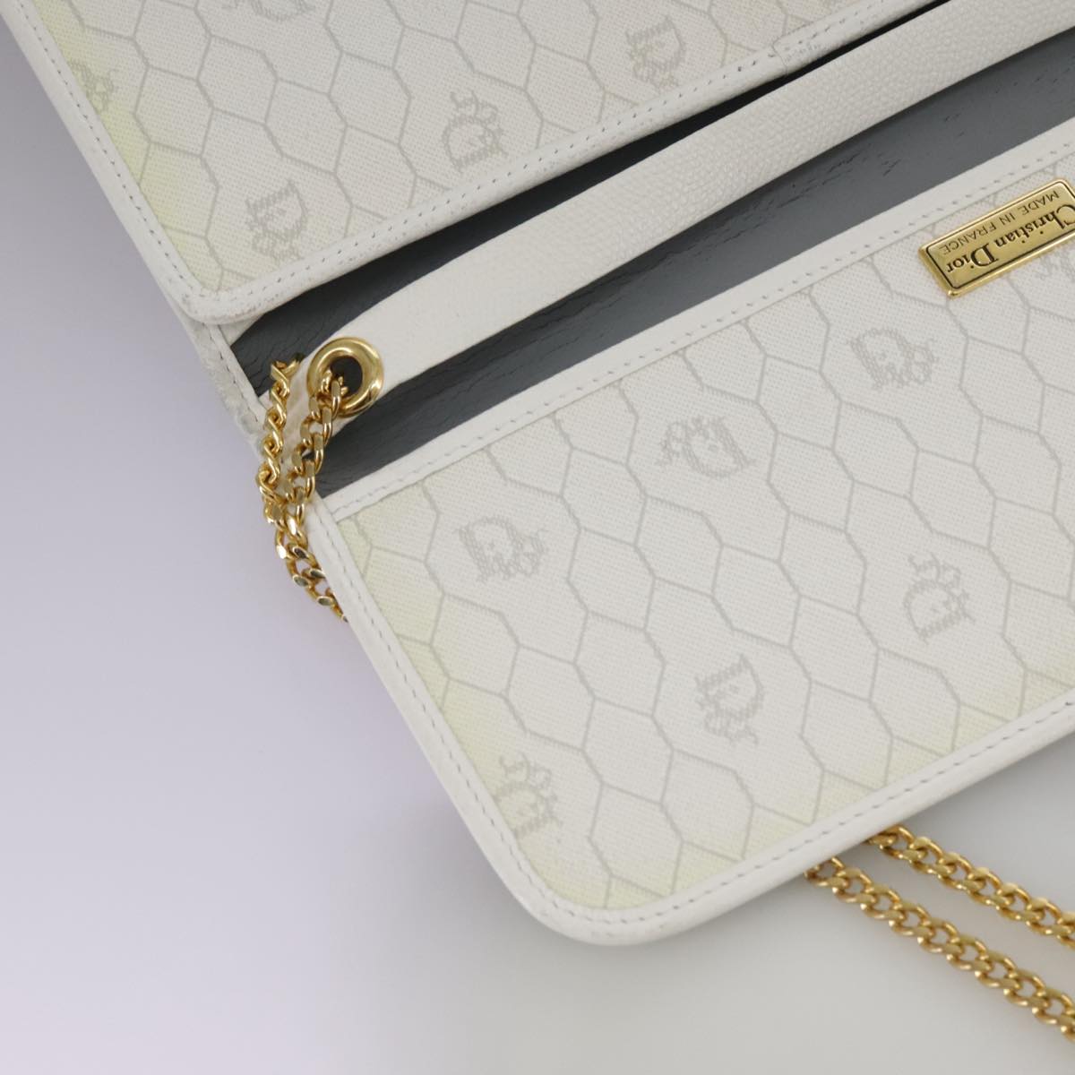 Dior Honeycomb White Canvas Shoulder Bag (Pre-Owned)