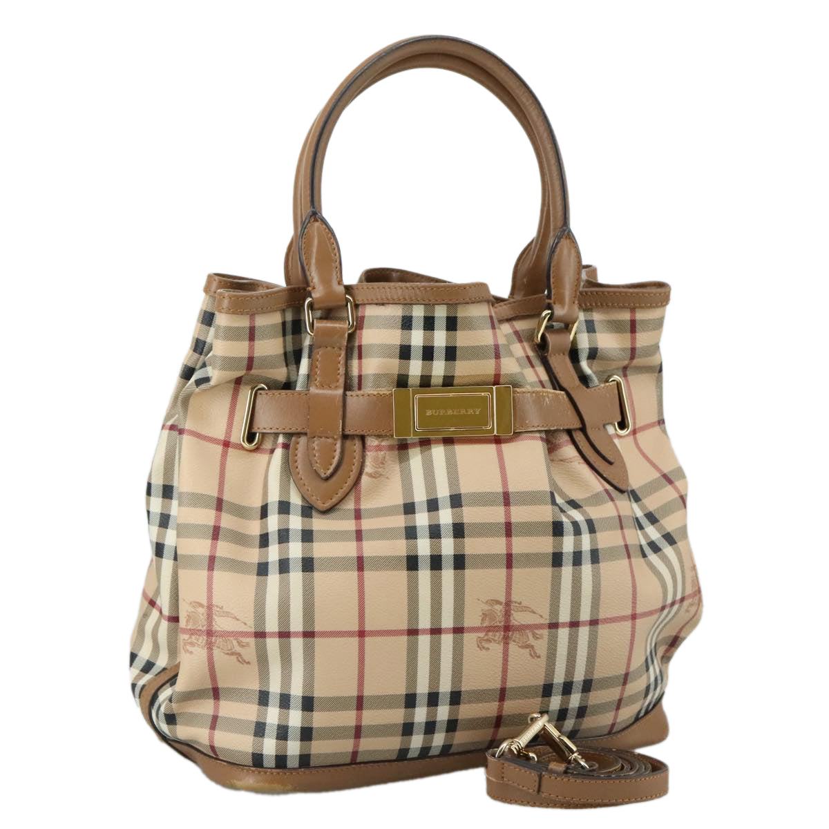 Burberry Nova Check Beige Canvas Tote Bag (Pre-Owned)