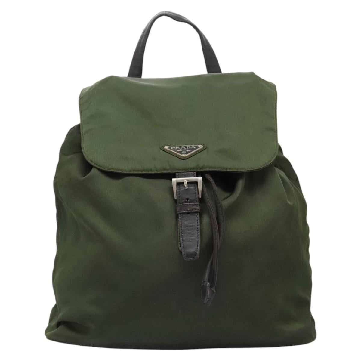 Prada Re-Nylon Khaki Synthetic Backpack Bag (Pre-Owned)