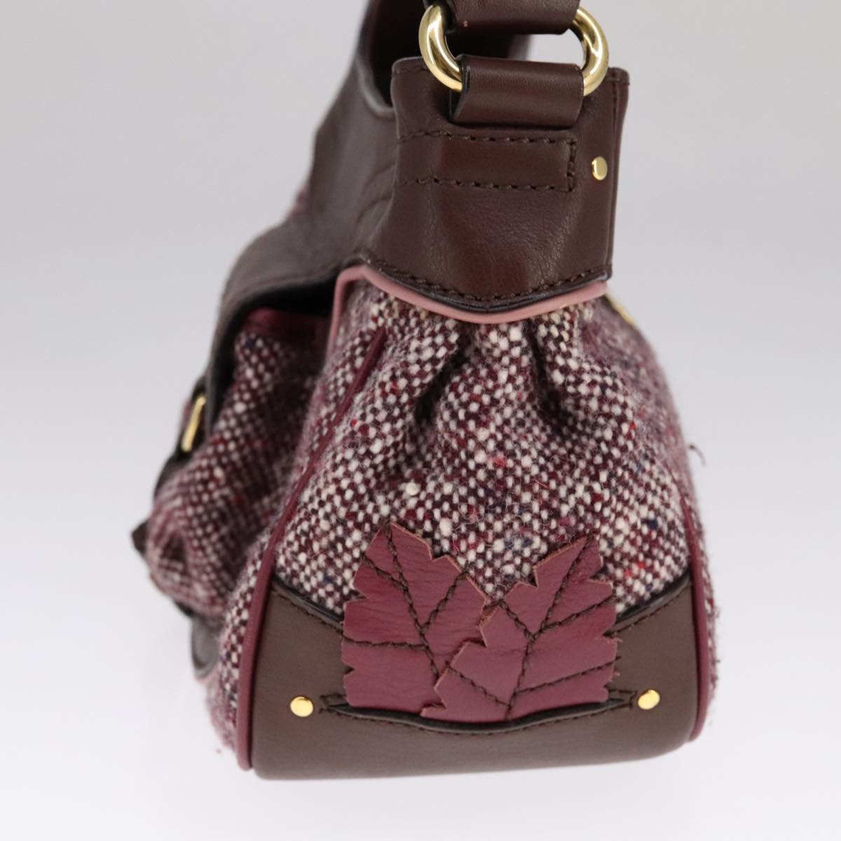 Céline Burgundy Tweed Shoulder Bag (Pre-Owned)