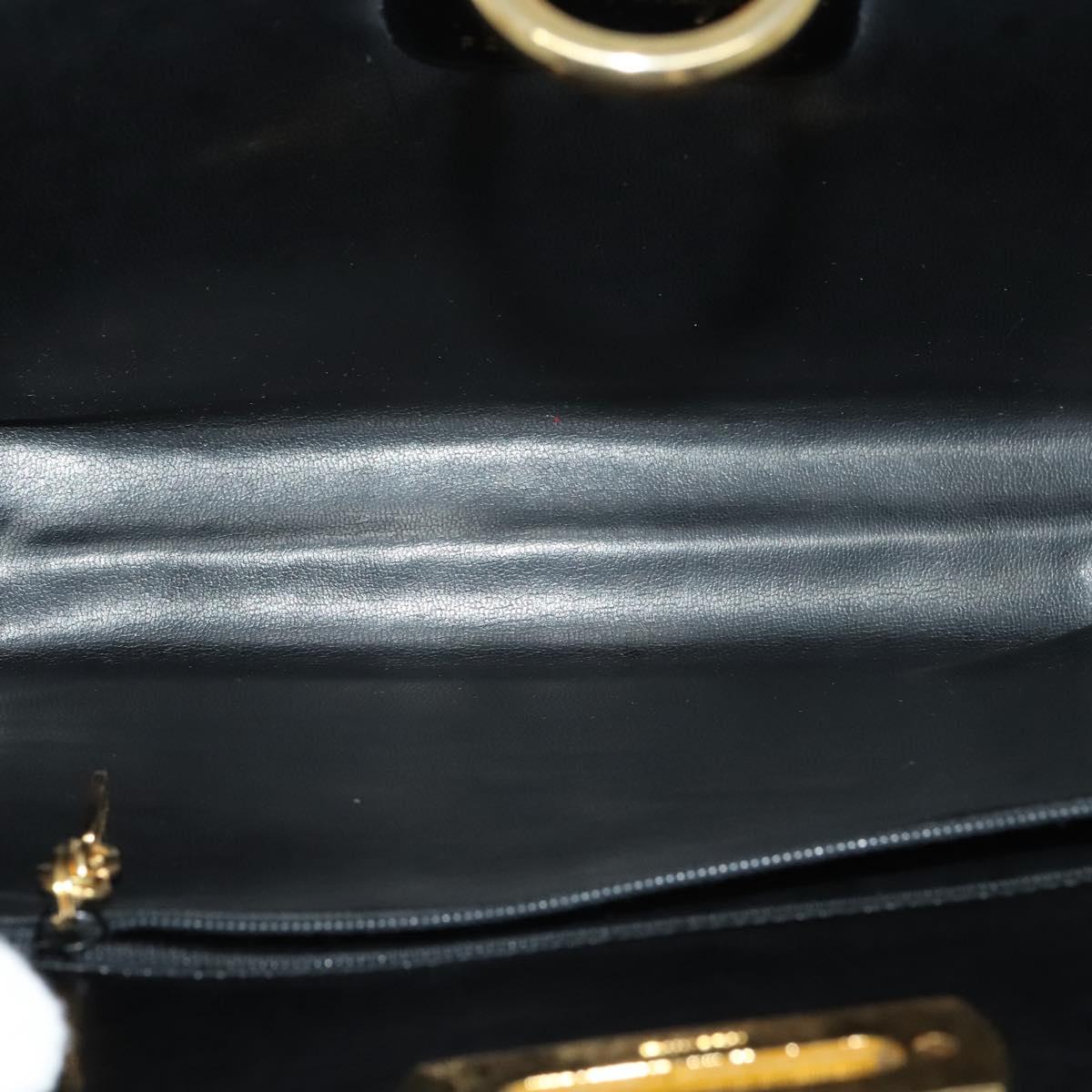 Salvatore Ferragamo Gancini Black Leather Shoulder Bag (Pre-Owned)