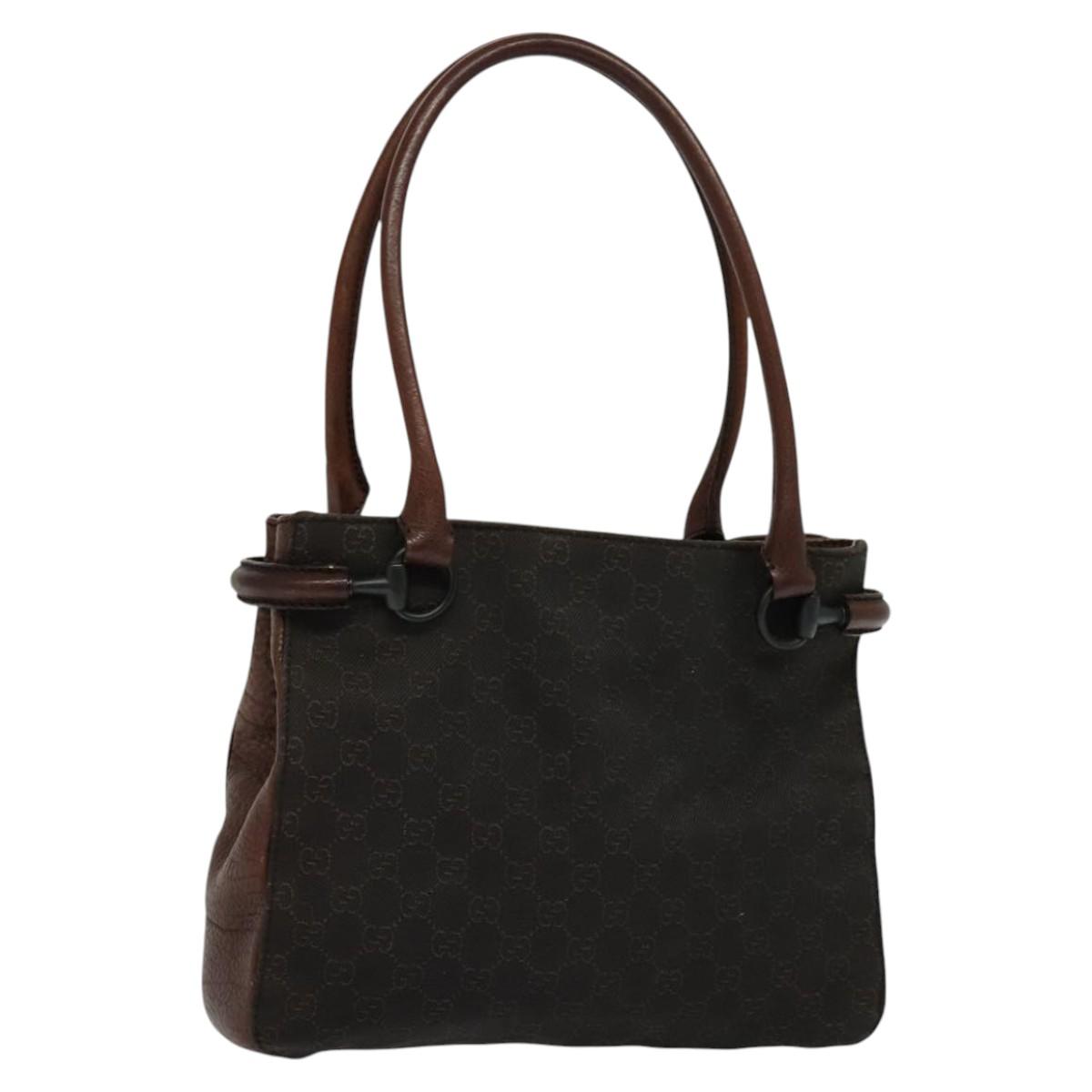 Gucci Horsebit Brown Canvas Tote Bag (Pre-Owned)