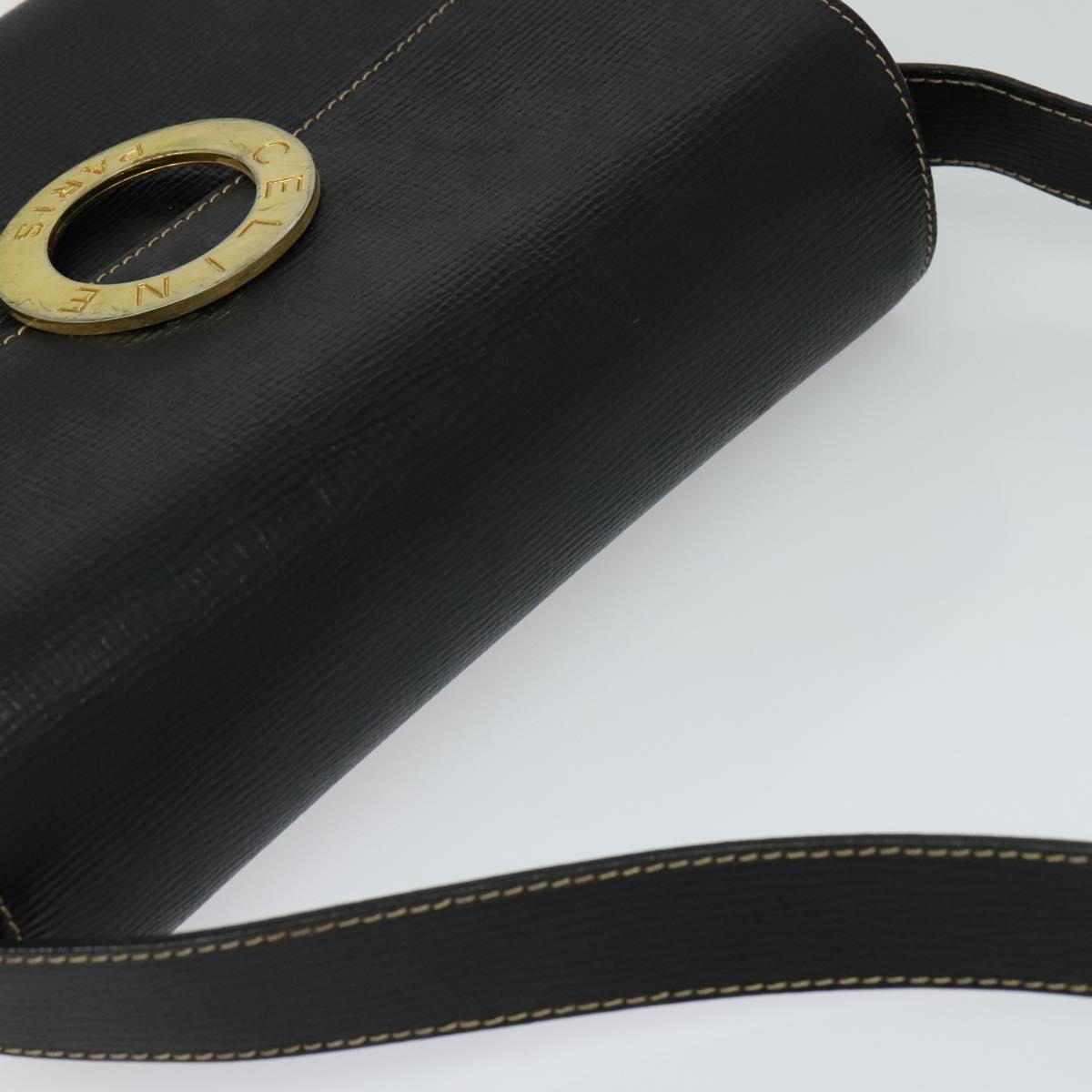 Céline Triomphe Vintage Black Leather Shoulder Bag (Pre-Owned)