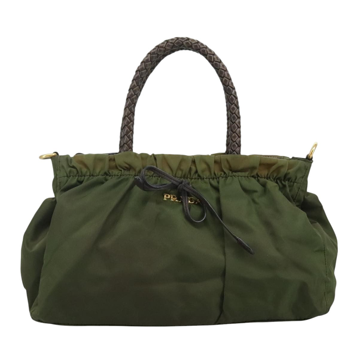 Prada Tessuto Khaki Synthetic Handbag (Pre-Owned)