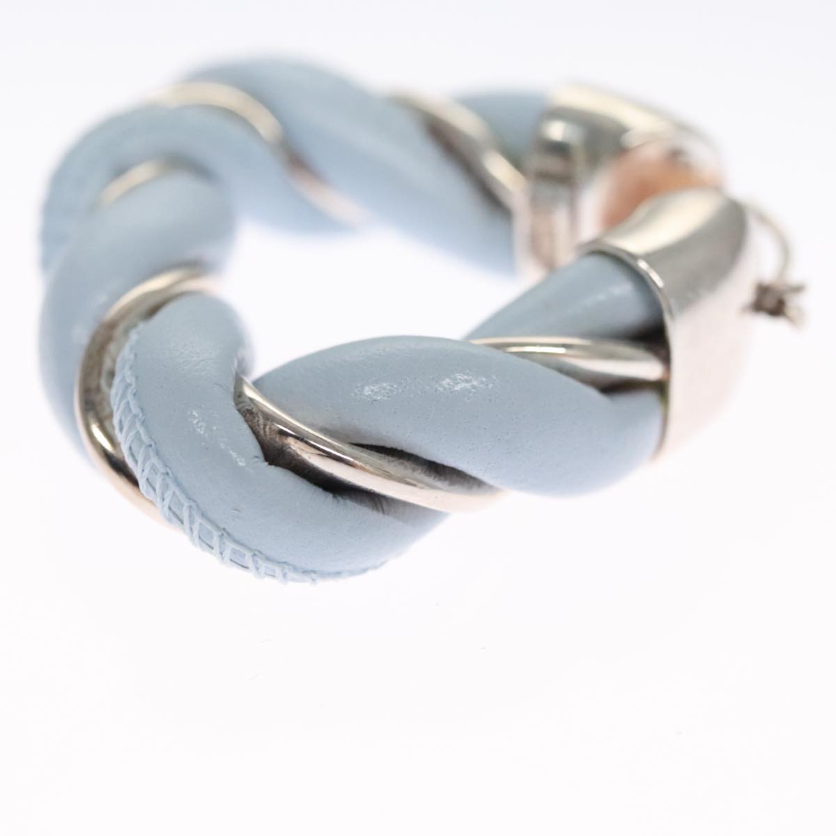 Bottega Veneta The Twist Blue Leather Earring Jewelry (Pre-Owned)