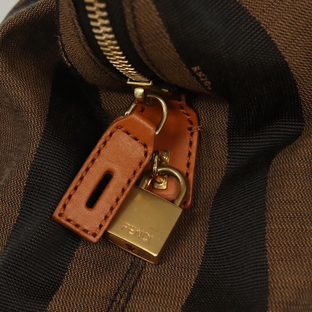 Fendi Pequin Brown Canvas Handbag (Pre-Owned)