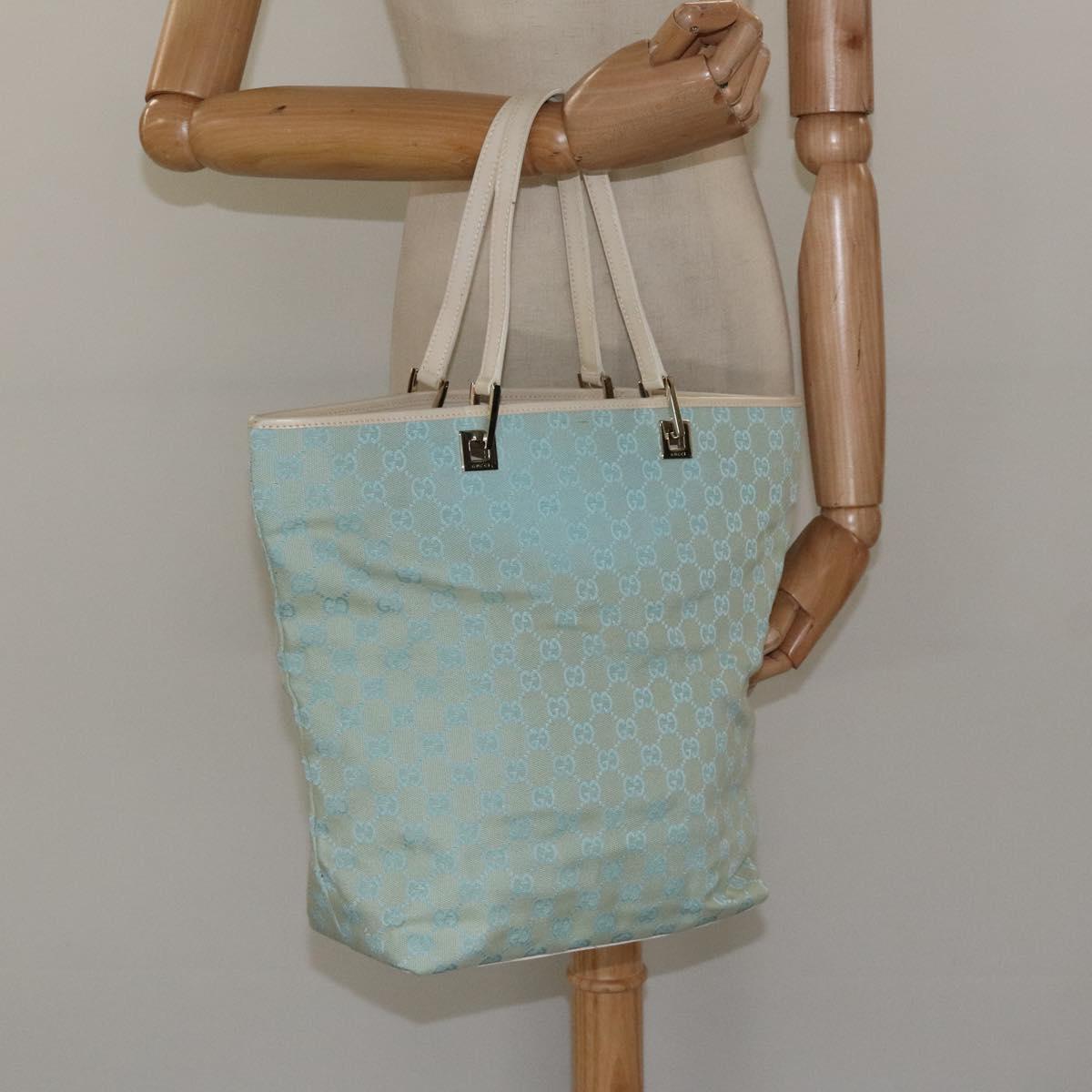 Gucci Gg Canvas Blue Canvas Tote Bag (Pre-Owned)