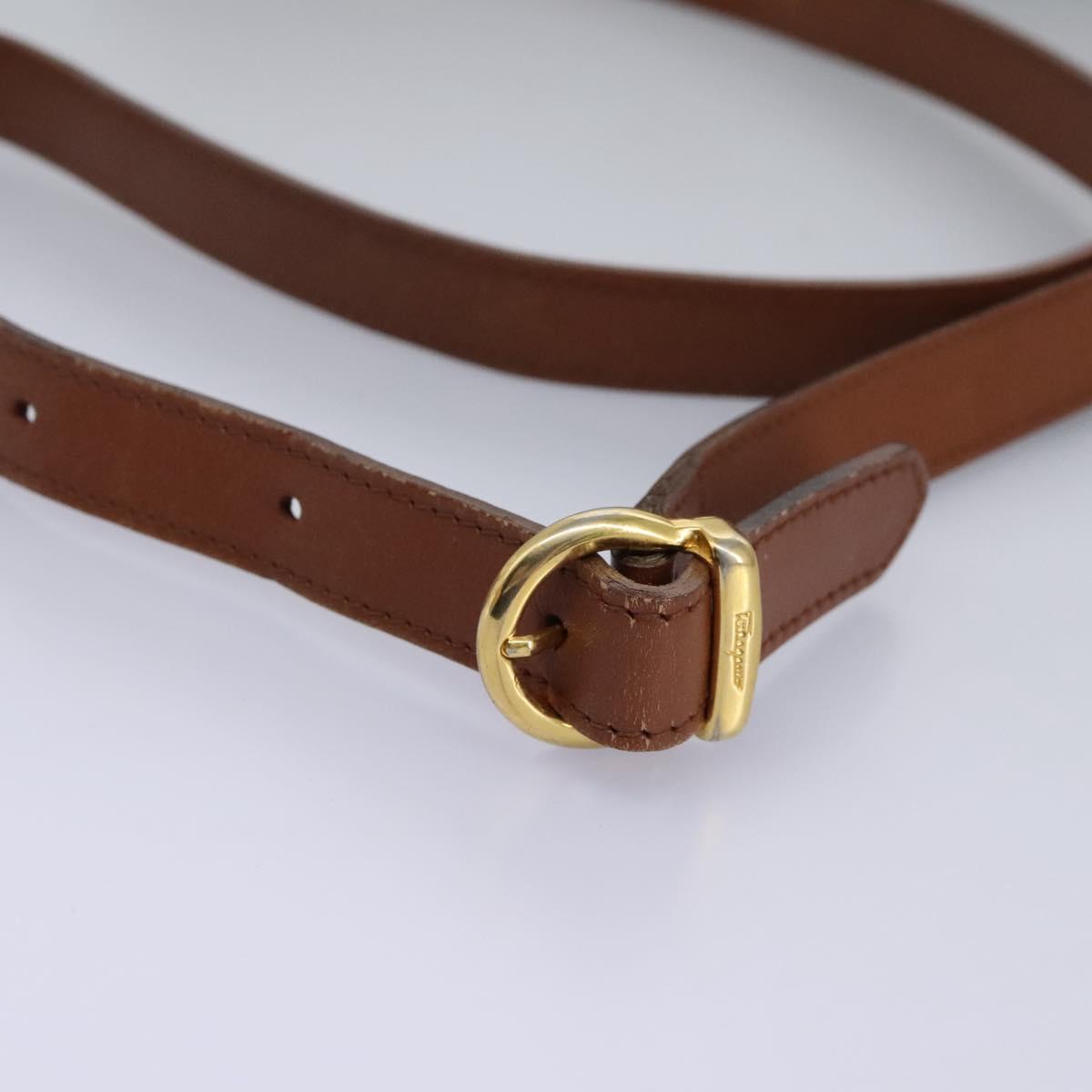Salvatore Ferragamo Gancini Brown Leather Shoulder Bag (Pre-Owned)