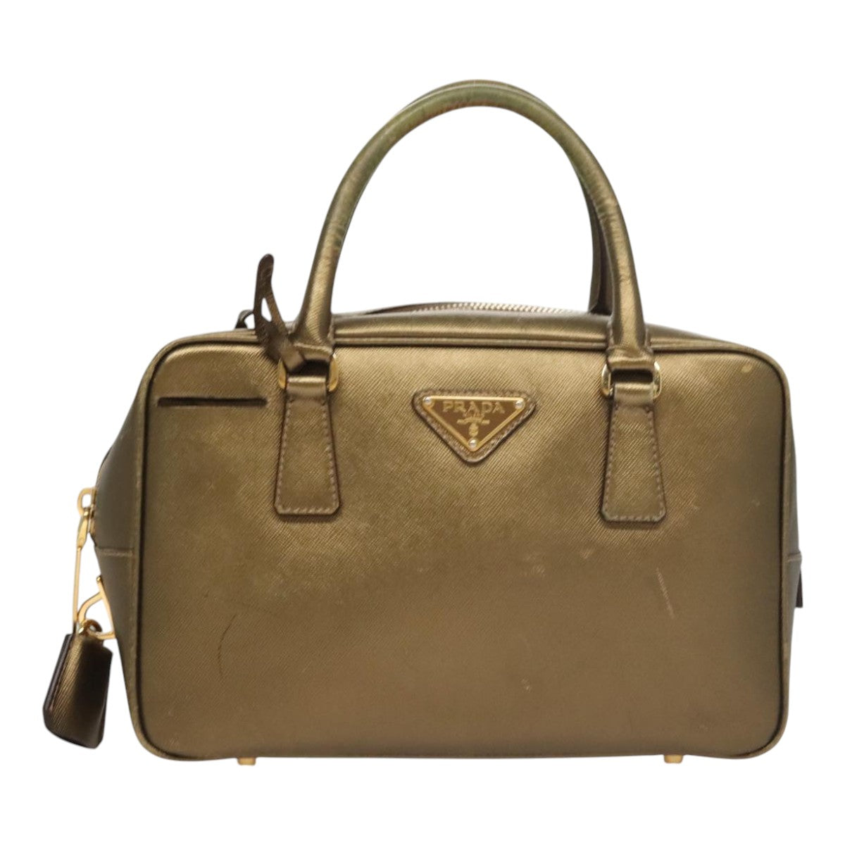 Prada Bauletto Gold Leather Handbag (Pre-Owned)