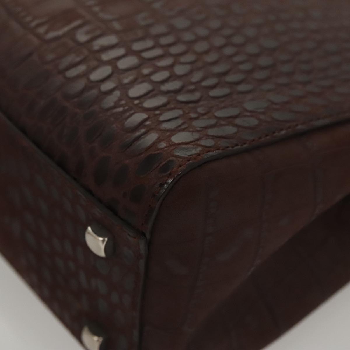 Salvatore Ferragamo Iconic Top Handle Brown Leather Handbag (Pre-Owned)