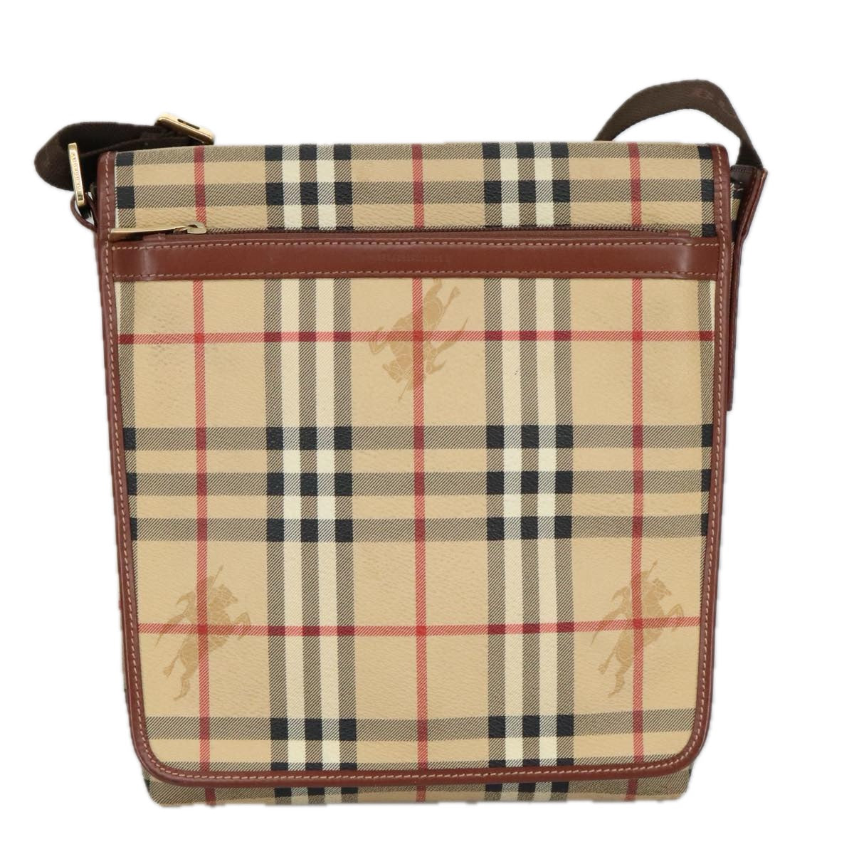 Burberry Nova Check Beige Canvas Shoulder Bag (Pre-Owned)