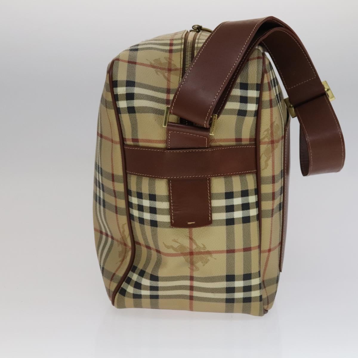 Burberry Haymarket Beige Canvas Shoulder Bag (Pre-Owned)