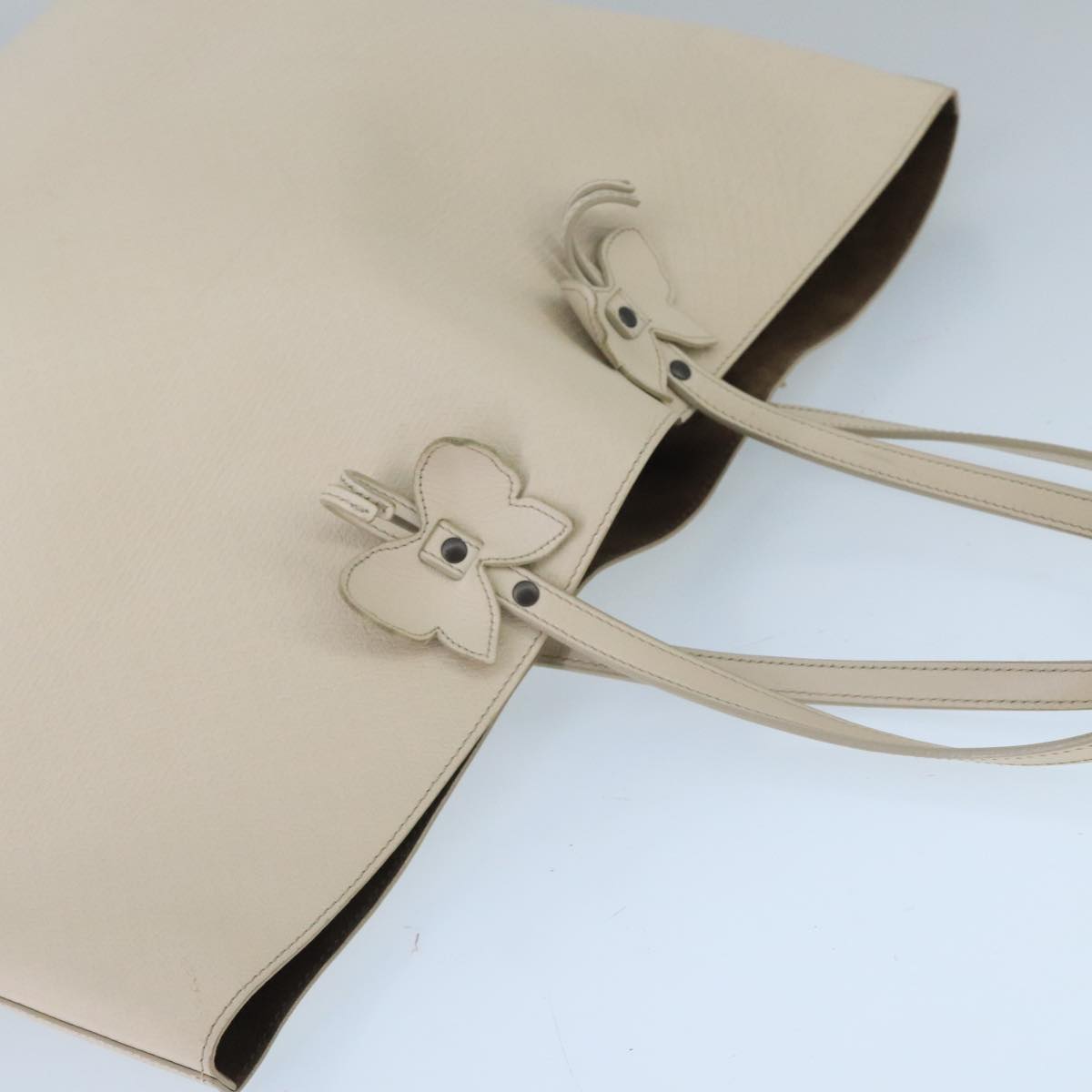 Bottega Veneta Cabas White Leather Tote Bag (Pre-Owned)