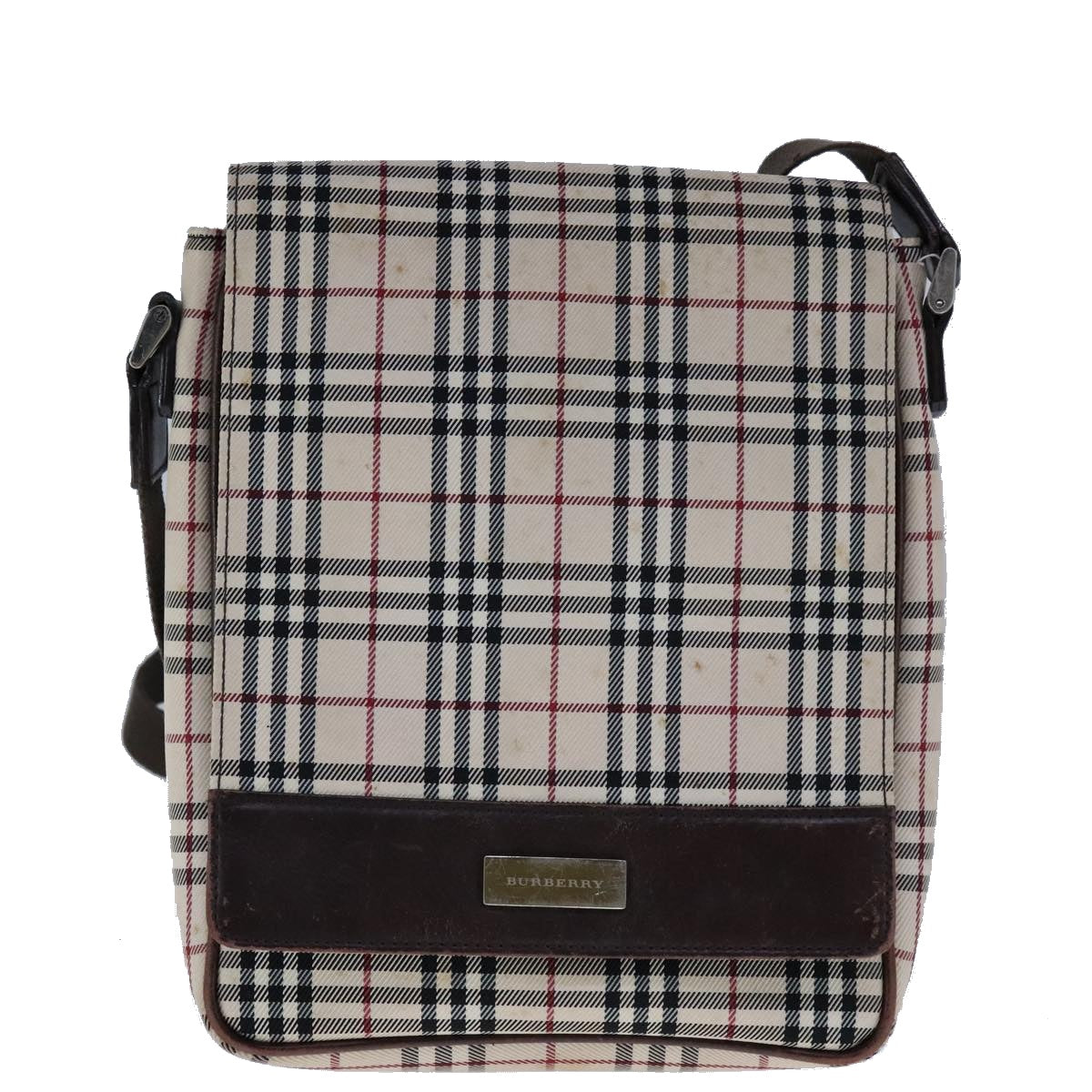 Burberry Nova Check Beige Canvas Shoulder Bag (Pre-Owned)