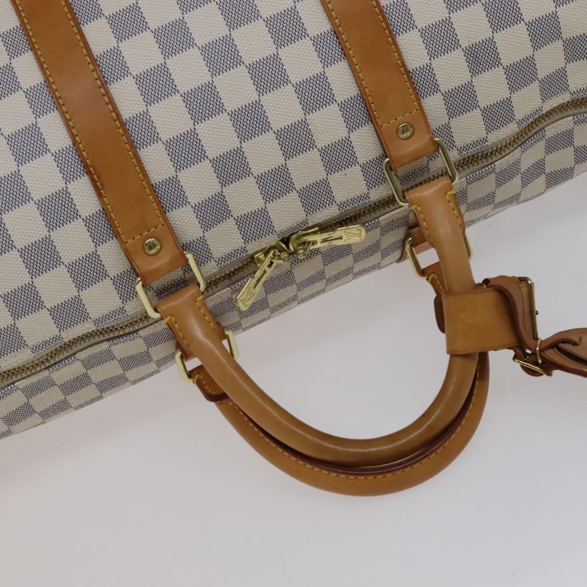 Louis Vuitton Keepall Bandouliere 55 White Canvas Travel Bag (Pre-Owned)