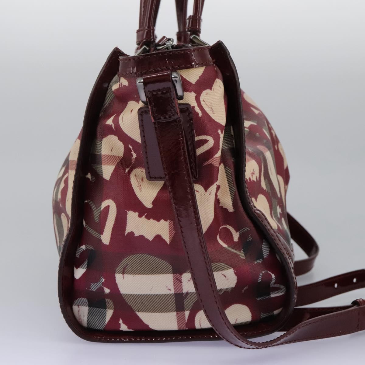 Burberry Heart Burgundy Canvas Travel Bag (Pre-Owned)