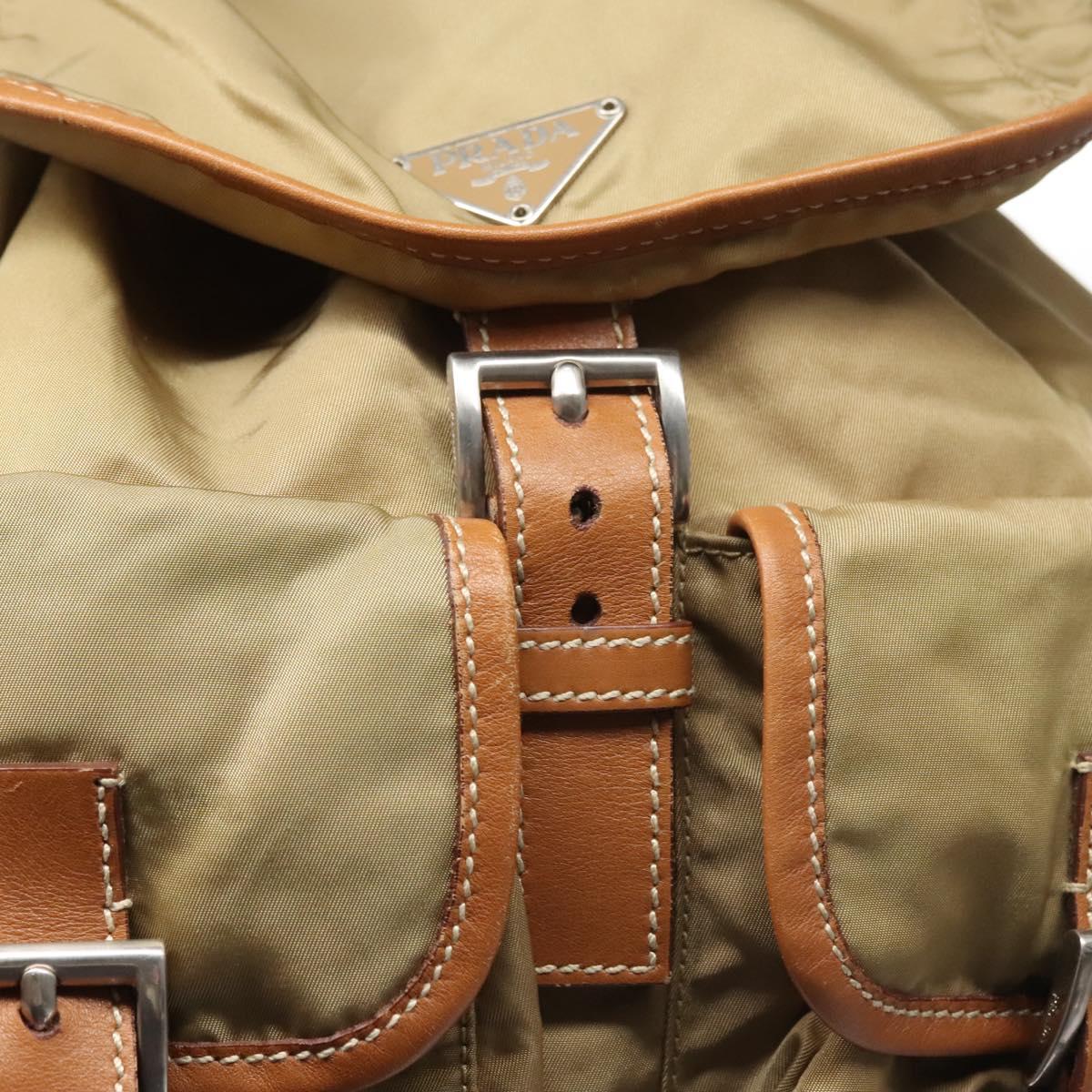 Prada Re-Nylon Khaki Synthetic Backpack Bag (Pre-Owned)