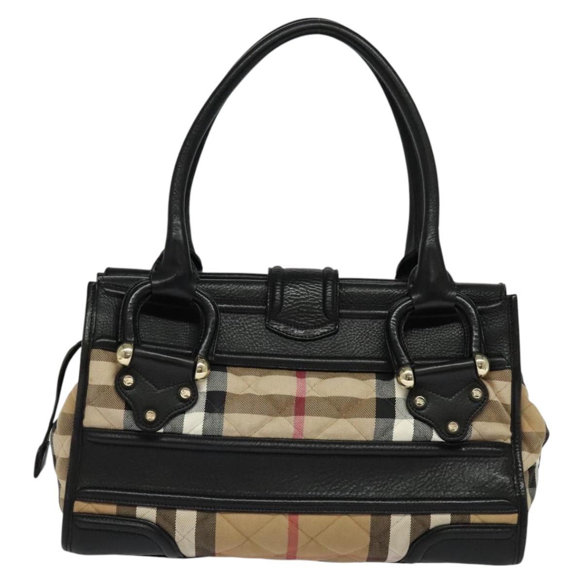 Burberry House Check Beige Canvas Shoulder Bag (Pre-Owned)