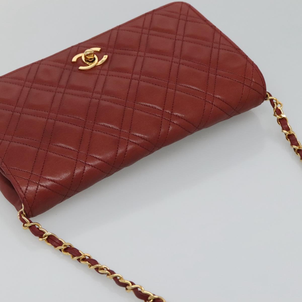 Chanel Single Flap Red Leather Shoulder Bag (Pre-Owned)