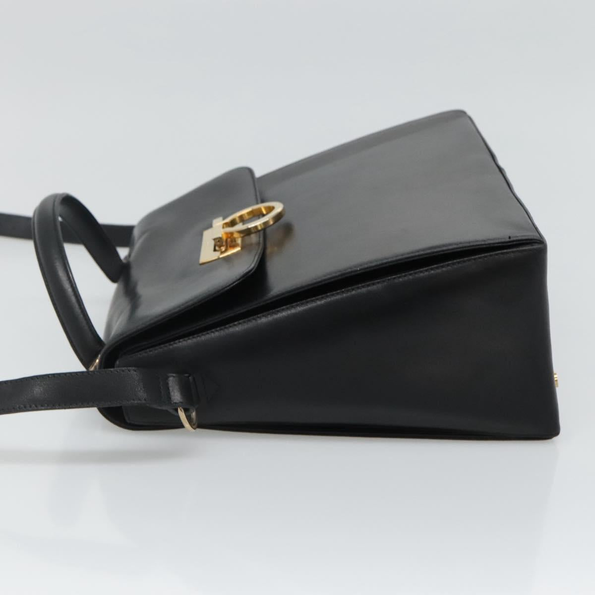 Salvatore Ferragamo Gancini Black Leather Handbag (Pre-Owned)