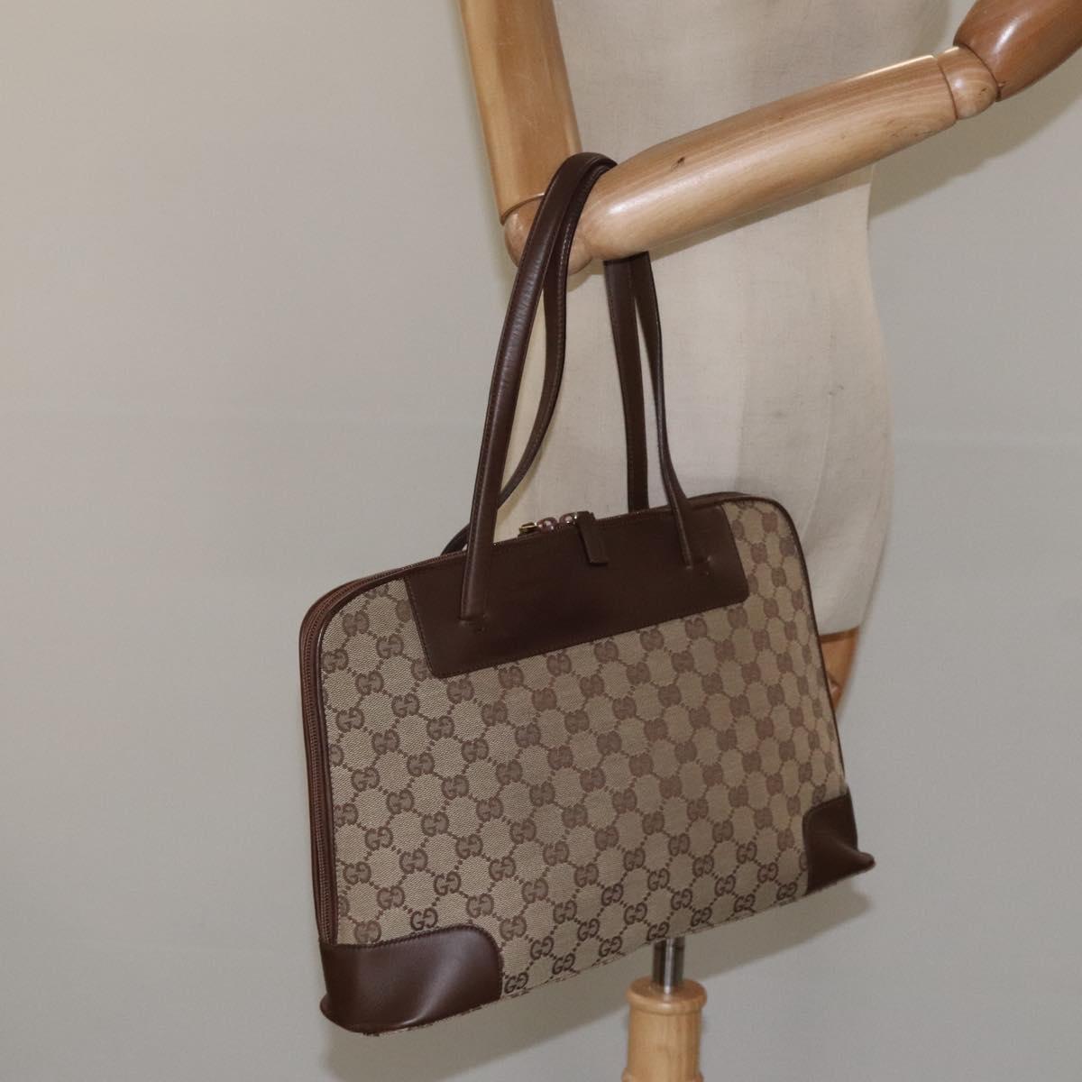 Gucci Gg Canvas Beige Canvas Shoulder Bag (Pre-Owned)