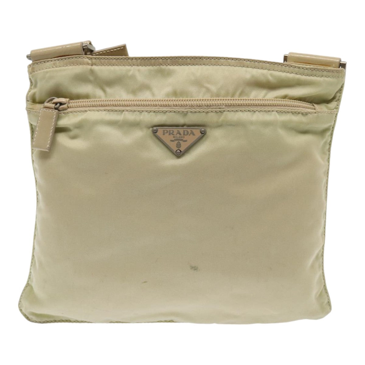 Prada Tessuto Beige Canvas Shoulder Bag (Pre-Owned)
