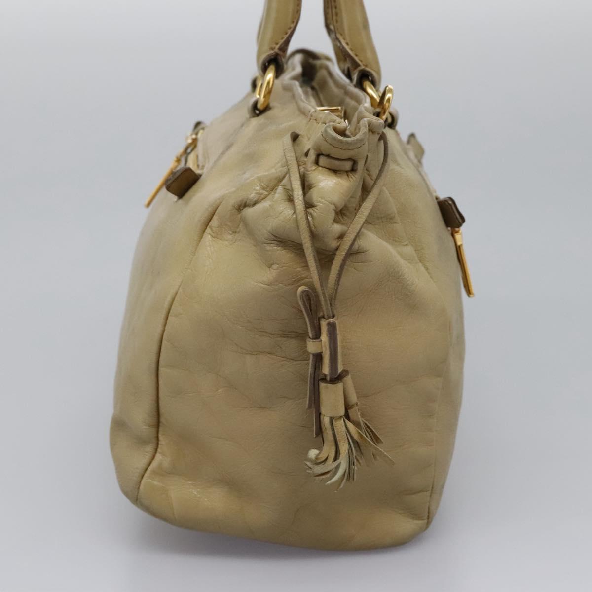 Prada Vitello Beige Leather Handbag (Pre-Owned)