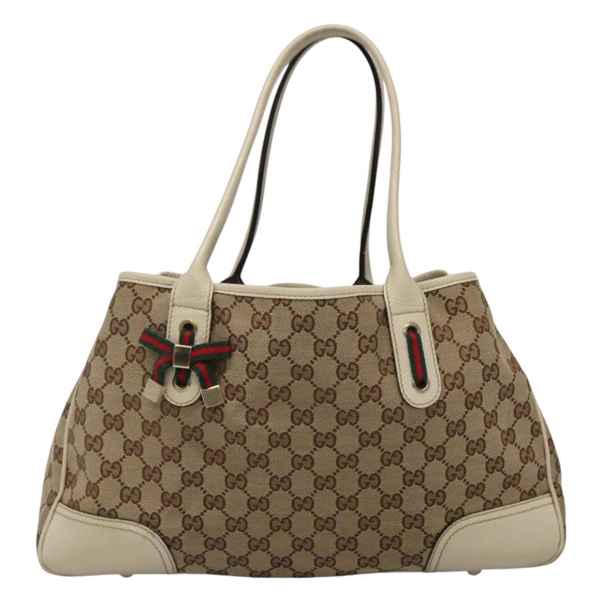 Gucci Princy Beige Canvas Tote Bag (Pre-Owned)