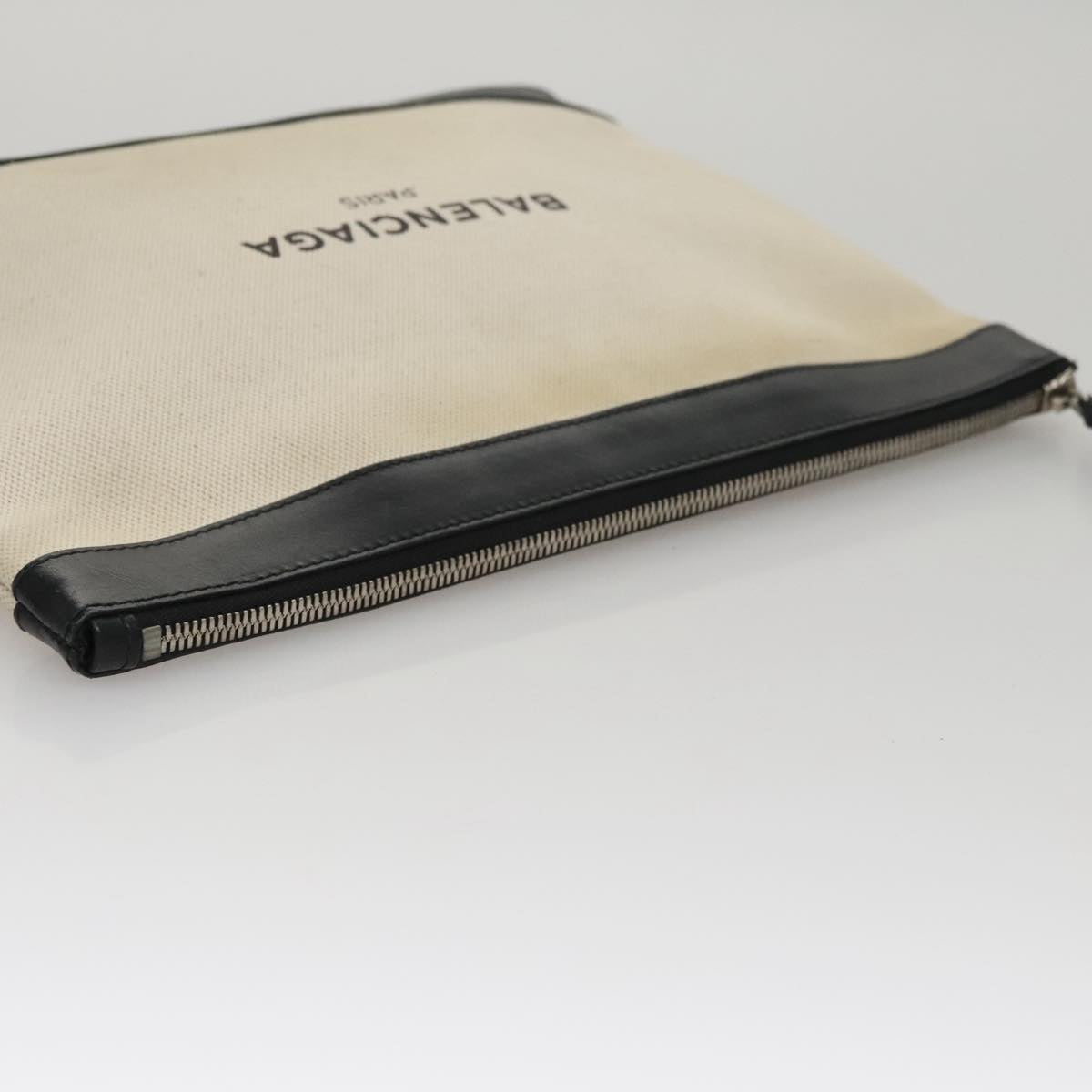 Balenciaga Clip Beige Canvas Clutch Bag (Pre-Owned)