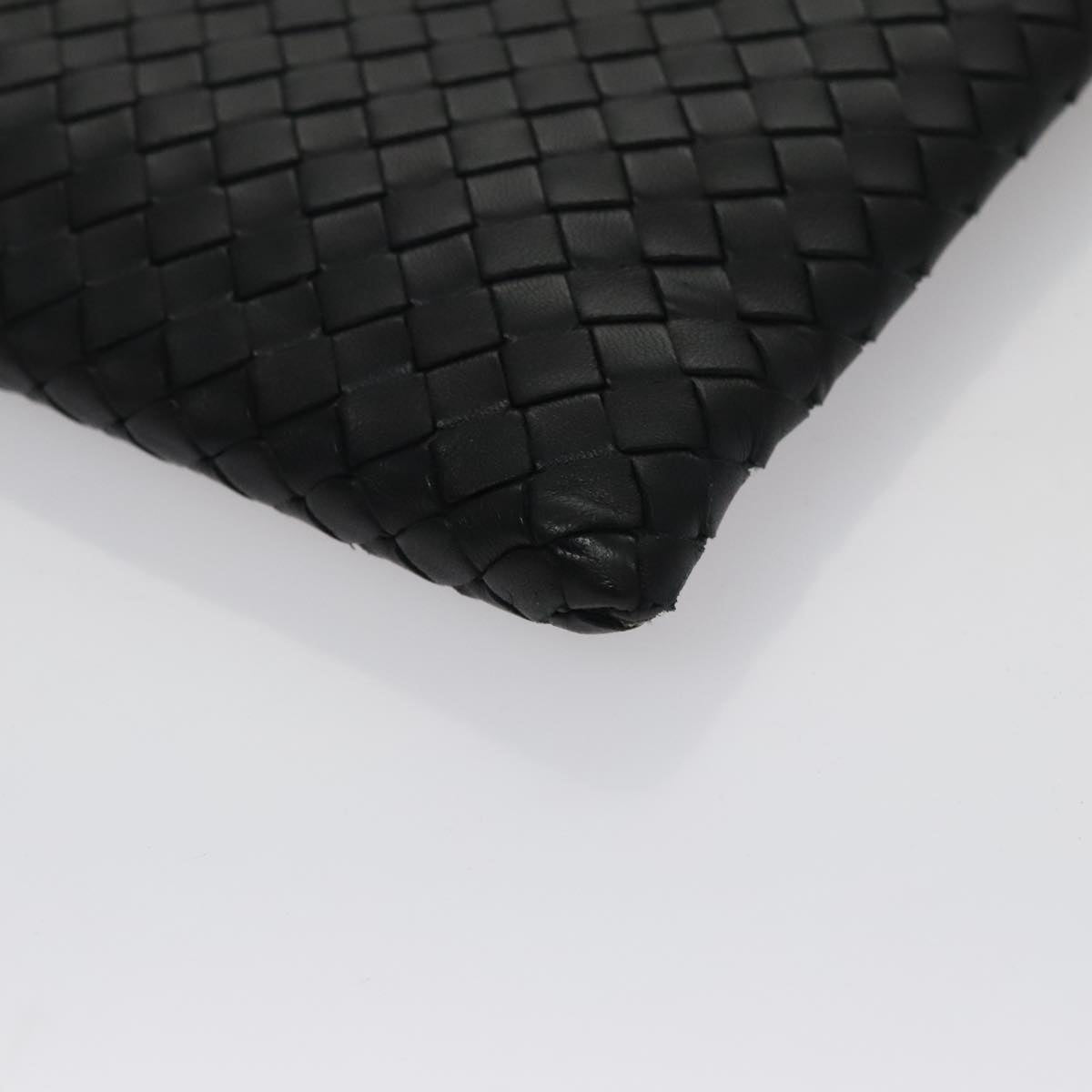 Bottega Veneta Veneta Black Leather Clutch Bag (Pre-Owned)