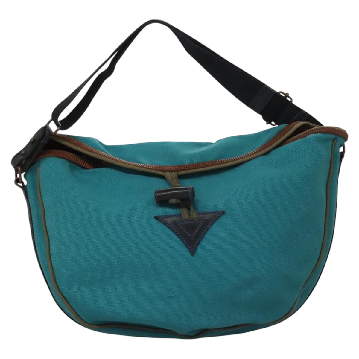 Bally Blue Canvas Handbag (Pre-Owned)
